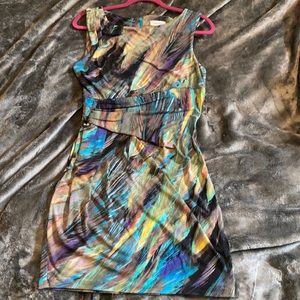 Calvin Klein colorful faux-wrap tank dress